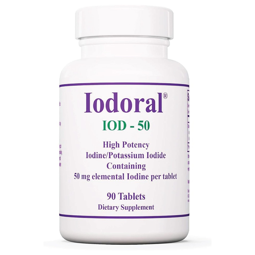 Optimox Iodoral 50 mg - Iodine & Potassium Iodide Supplement for Thyroid & Immune System Support- Non-GMO & Gluten-Free - 90 Servings - 90 Count