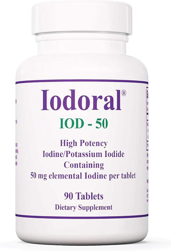 Optimox Iodoral 50 mg tillæg - Kaliumjodidtabletter, thyreoideatilskud, daglige vitaminer og mineraler, Lugol 's jod opløsning - 90 Tæl