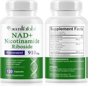 120 Count NAD Plus Supplemento, Liposomal Nicotinamide Riboside Capsule 900MG con Resveratrolo & Quercetina, Alta purezza Nicotinamide per Antiinvecchiamento, Cell Gegeneration/Energy/Immune Booster