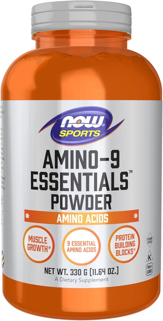 MAINTENANT Nutrition sportive, poudre Amino-9 EssentialsTM, synthèse protéique améliorée, acides aminés, 330 grammes