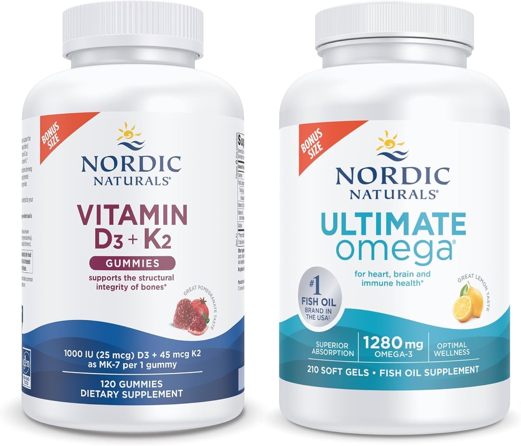 Nordic Naturals Starter Pack - D3-vitamin + K2 gumi, Ultimate Omega