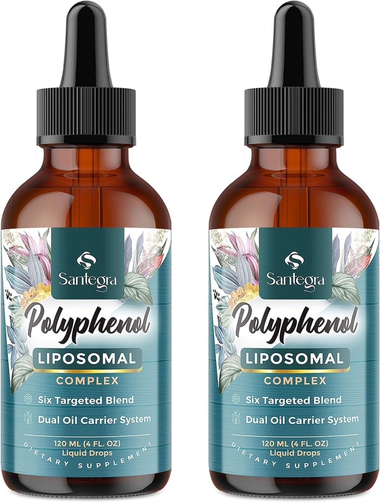Polyphenols Supplement Liposomal, Over 27 Polyphenol Complex & Powerful Antioxidant, with MCT & Olive Oil, Quercetin Extract, Hawthorn Berry Extract, for Age Defense, Energy, Immune, 240 ML