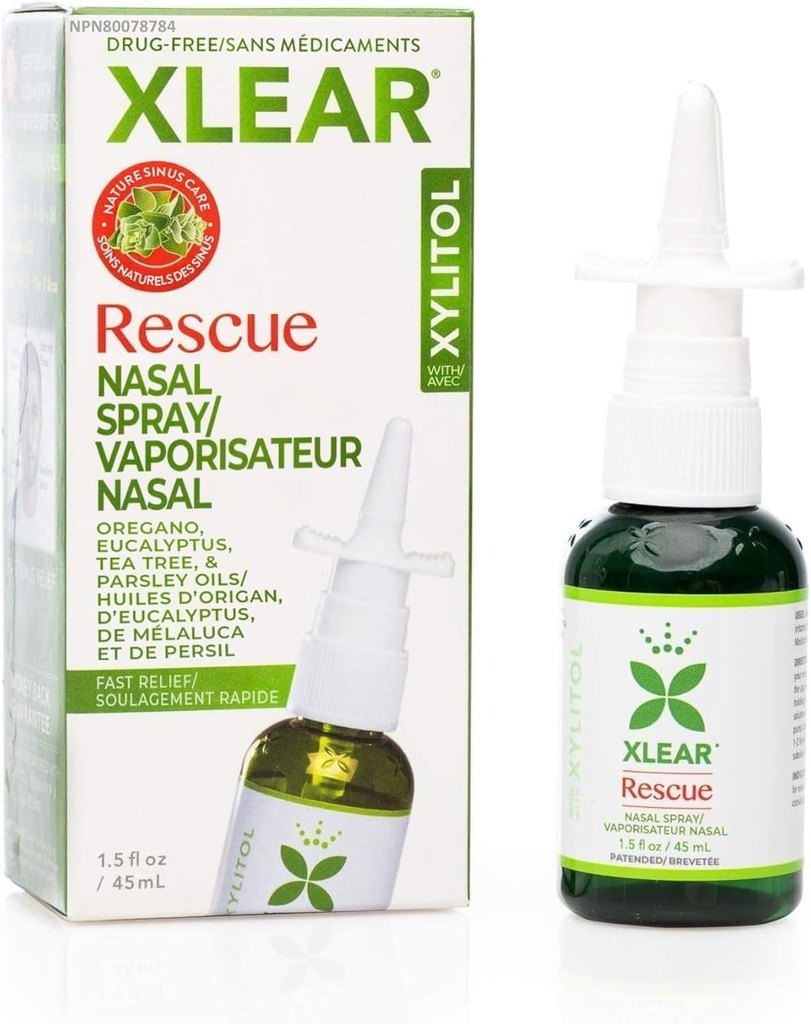 Xlear Rescue Nasal Spray dengan Xylitol, Oregano dan Tea Tree, 1.5 fl oz (Pack of 1)
