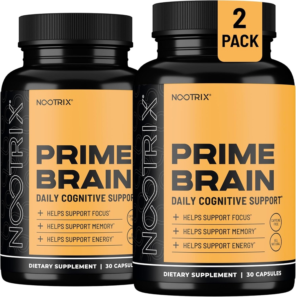 Nootrix Prime Brain Nootropic Supplement | Supports Memory, mental Focus, Cognitive Health & Energy | Sağlıklı Mood & Brain Function | Ginkgo Biloba, Lion's Mane & L Theanine | 60 Capsules