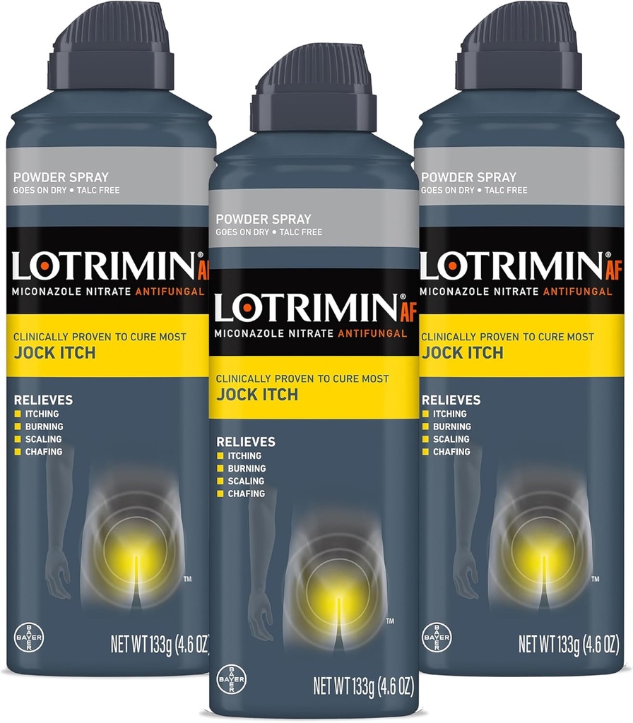 Lotrimin AF Jock Itch אבקת Spray, Miconazole Nitrate 2% - טיפול ברוב ה- Itch, 4.6 Ounces (133 גרמות) Spray Can (Pack 3)