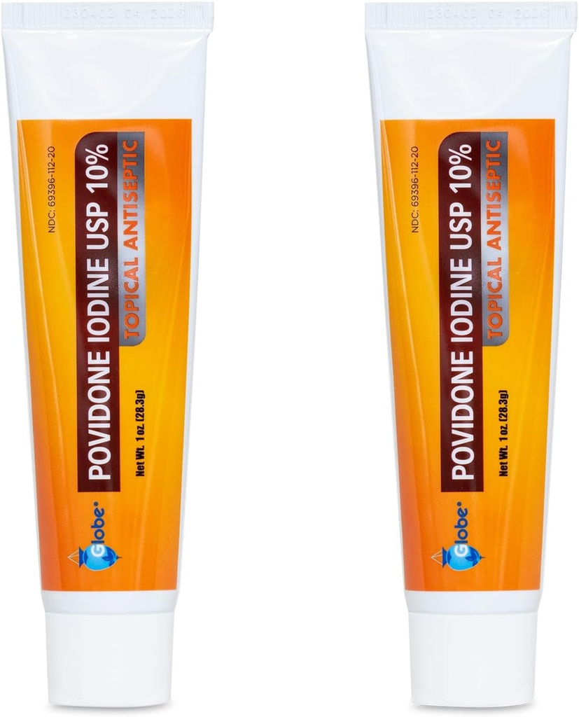 Globe (2 Pack) Povidon Jodium 10% Eerste Hulp Zalf 1 Oz, voor Cuts Scrapes Burns (Vergelijk met Betadine)