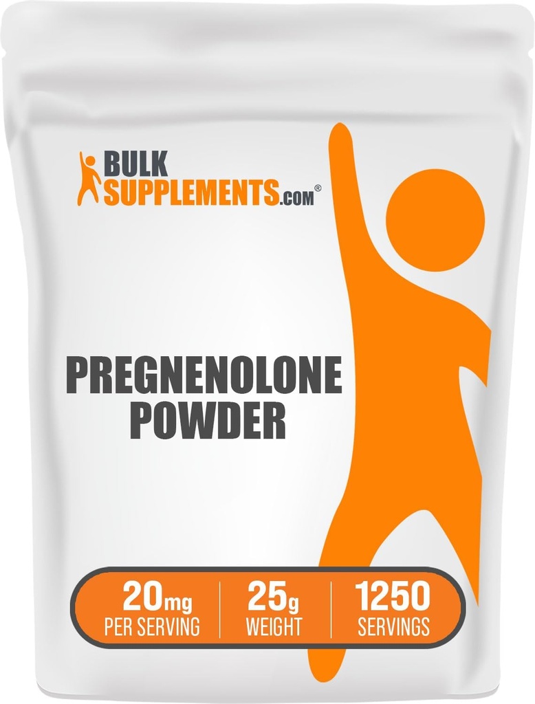 BulkSupplements.com Pregnenolone Powder - Nutritional Supplement, Pregnenolone 20mg - Pure & Gluten Free, 20mg per Serving, 25g (0.88 oz) (Pack of 1)