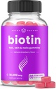 NutraChamps Biotin Gummies 10000mcg [Alta potência] para cabelos saudáveis, Pele & unhas Vitaminas para mulheres, Homens & Crianças - 5000mcg em cada cabelo Vitaminas Gummy - Vegan, Não-GMO, Suplemento de saúde do cabelo