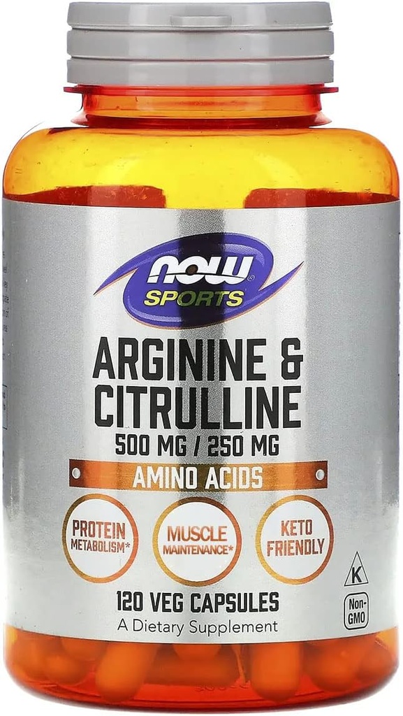 现在食品 Arginine 500mg 与Citrulline 250 mg-120 胶囊