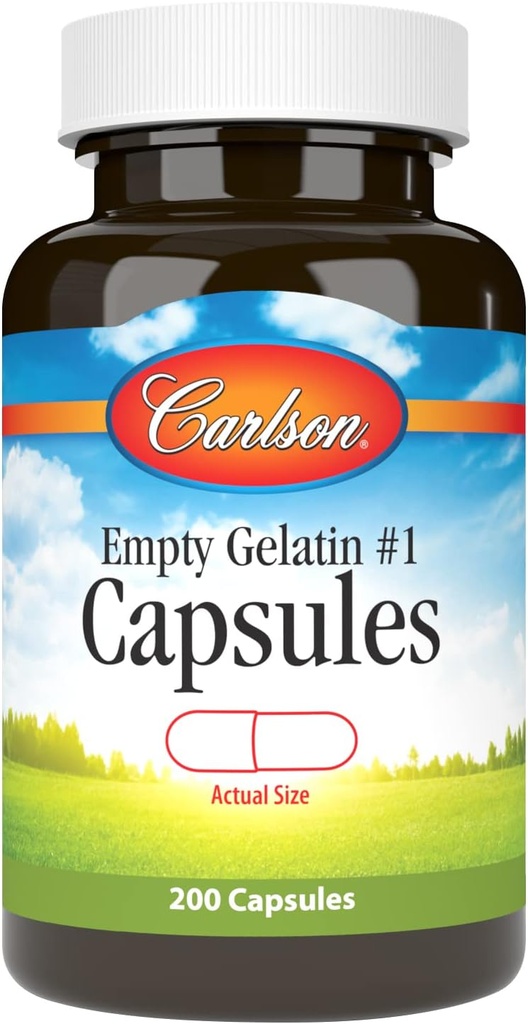 Carlson - Buida Gelatin # 1 Capsules, Fàcil de separar i omplir, 200 Compte (Pa de 1)