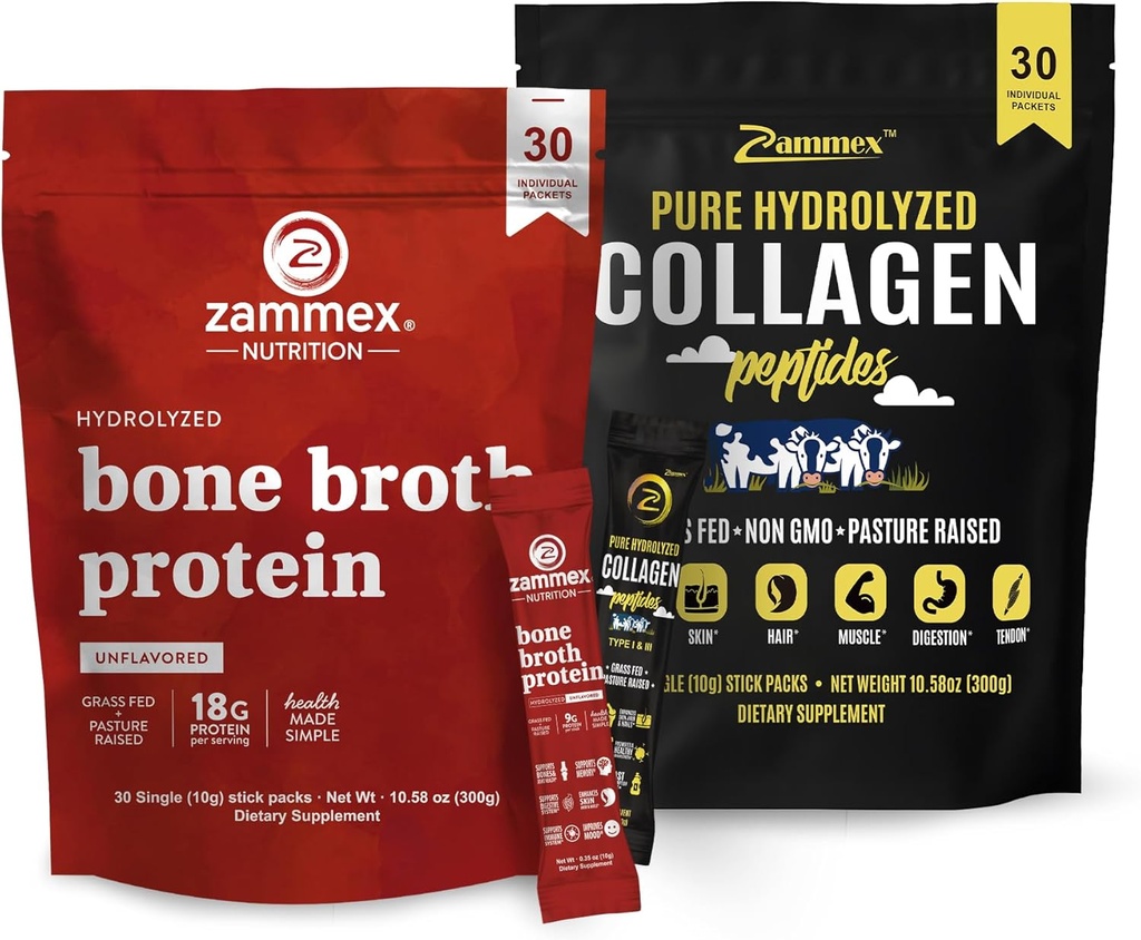 Bone Broth 蛋白质粉末包+Collagen Peptides 粉末旅行包(第I,III类)