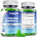 L-Theanine Gummies, l'theanine 400mg з ashwagandha, GABA, 5HTP, L-Theanine Chewable Supplement для Relax, Zzz & Focus Support, Vegan, Lemon Flavor, 120 Counts