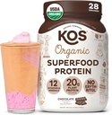 KOS Vegan Protein Powder Erytritol Free, Chocolate - Organic Pea Protein Blend, Plant Based Superfood Rich vitamiineja & Minerals - Keto, Dairy Free - Aterian korvaaminen naisten & miesten, 28 Tarjoukset