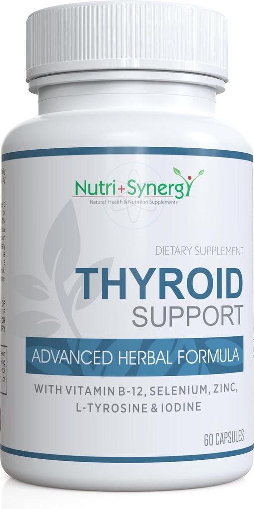 Thyroid Support - L-Tyrosine, Iodine, Vitamin və Minerals ilə. Sağlamlıq Tiroid funksiyası, Enerji, Mood & Focus. 60 Kapsüller.
