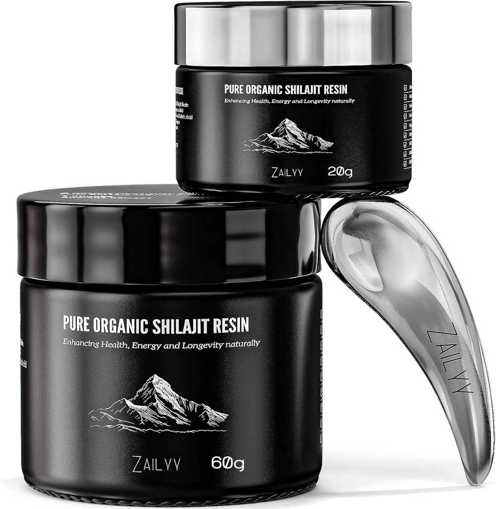 Pura Himalayan Organic Shilajit Resin Supplement 80g | Lab-Tested & Natural | Premium Grade con ácido fulvico e minerais | Enerxía e Vitalidade Booster para homes e mulleres