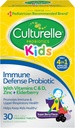 Culturelle Imune Defense Probiótico com Vitamina C, Vitamina D e Zinco + Elderberry, Non-GMO, 4-em-1 Imune Support for Kids Ages 3+*, Mixed Berry Chewables, 30 Count