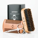 수염 브러쉬, 빗 및 가위 세트 남자의 수염 케어 - Boar Bristle Hair Brush & Wooden Comb & stainless Scissors - Beard Styling, Grooming & Shaping Tools