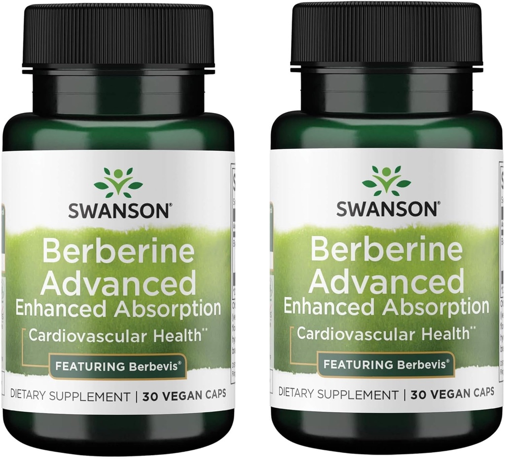 Swanson Berberine Advanced Absorption - Featuring Berbevis 550 mg 30 Veg Caps (2 Pack)