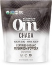 OM MUSHROOM SUPERFOOD Chaga Organic Houbroom Powder, 7.05 Ounce Pouch, 100 Servings, US Grown, Sacred Antioxidants & Imunity Support, Superfood Houbový dodatek