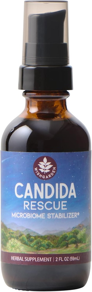 WishGarden Herbs Candida Rescue - rastlinsko-bazen zeliščni Candida Cleanse dodatek z Echinacea, Usnea & Yerba Mansa, učinkovita naravna podpora, 2oz