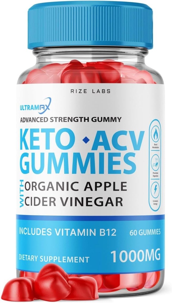 המעבדות - Ultra Max Keto ACV Gummies for Advanced Weight Loss with Apple Cider Vinegar, תוסף מסייע בהפחתת שומן Belly, לחוזק נוסף (60 מסטיקנים)