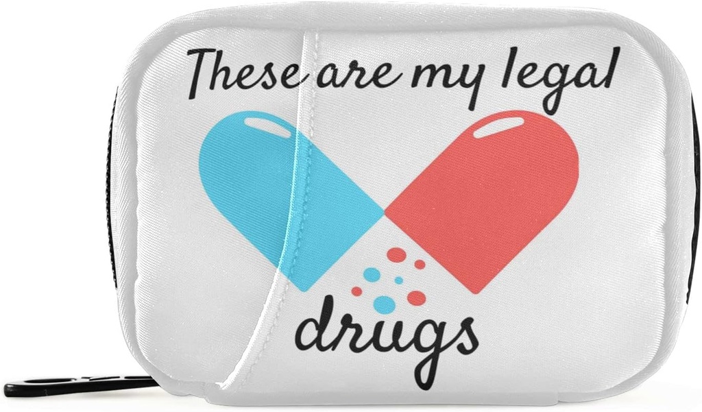 Naanle Blue və Red Pill Box 7 Day Case Bag Travel Vitamin Təhlükəsizlik A Cartoon White 4.6 x 3.14 x 1.88 düymə