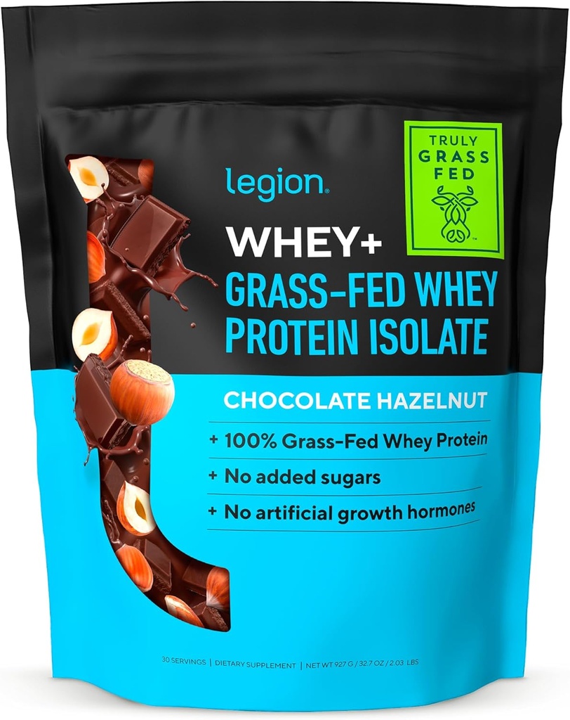 LEGION Whey+ חלבון Whey Isolate של Grass פד Cows - אבקת חלבון Whey חלבון Isolate אבקה Low Calorie, non-GMO, Sugar Free, Lactose וגלוטן חינם, כל אבקת חלבון טבעי לגברים ונשים, 30 משרתים