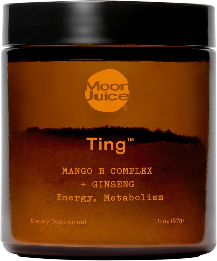 Succo lunare - Ting Mango Vitamina B Complex + Ginseng Supplemento - Jar (25 Serve) - Caffeina Free Energy, Metabolism & Mood - Organic Tulsi & Guava - 3rd Party Tested - Vegan & Non GMO - 1.7oz
