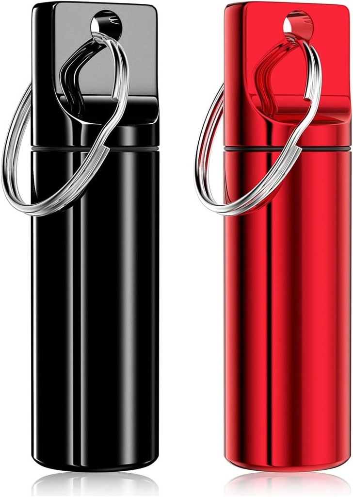 Nipichsha Pill Holder Keychain, hộp hộp đựng đồ dùng cho Purse, Small Diacizer Case with Keychain, Waterproproid metal Boat để đi lại, Red & Black