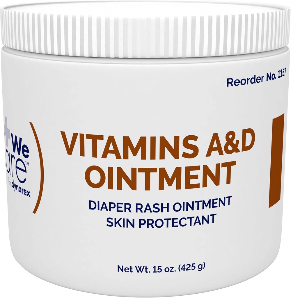 Dinarex Vitamine A & D Ointment, Ointment cu vitamina A și vitamina D Protector al pielii, pentru erupții cutanate scutece și discomfort, alb, 15 oz Jar