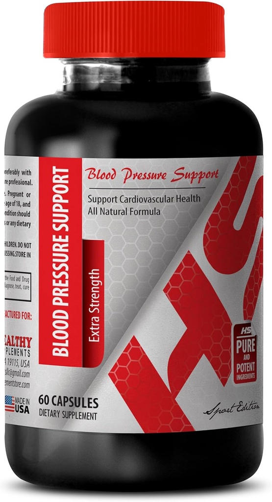 Blood Pressure Herbal Pills - Blood Pressure Support - Extra Strength - Garlic Capsules - 1 Bottle (60 Capsules)
