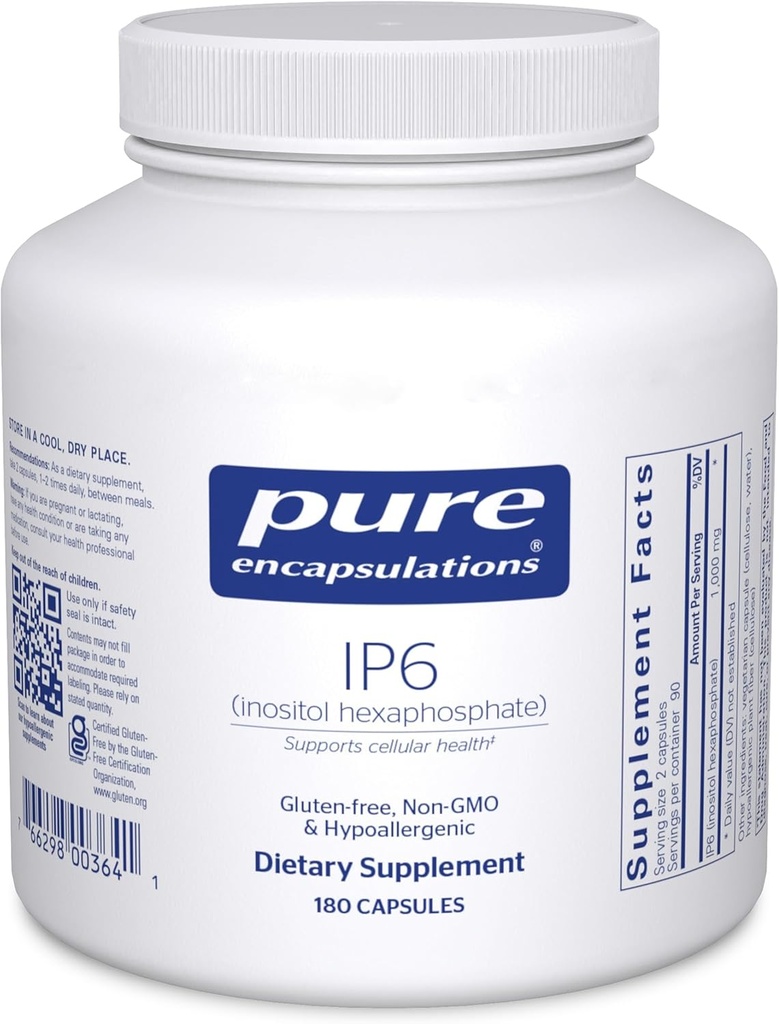 Pure Eeculoses IP6 (Inositol Hexafosfat) HEypoergengenic Implementació antioxidant de pits, Colon i salut Liver 180 Capules