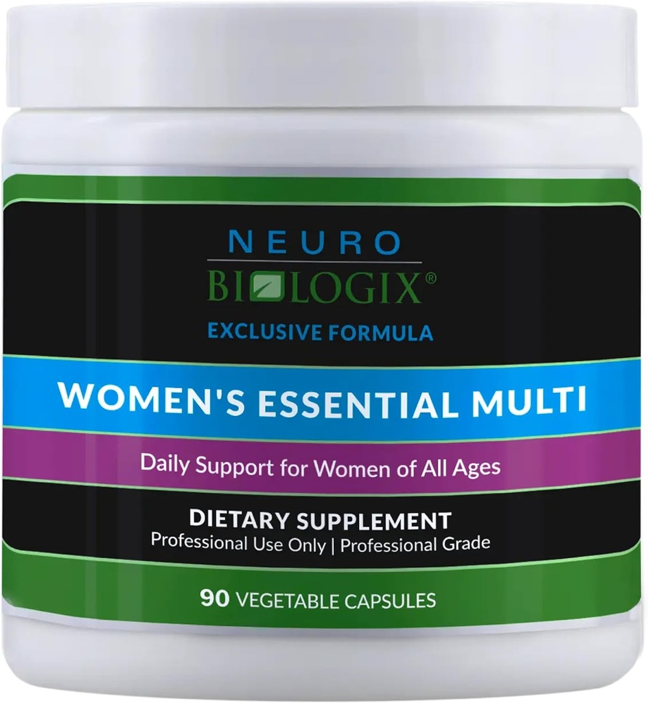Neuro biologix Women's Essential Multi Tarafından Neurobiologix (90 Capsules) - Daily Women's Multivitamin with Iron | Superior Bioavailability | Medeniyet ve Hormon Destekleme