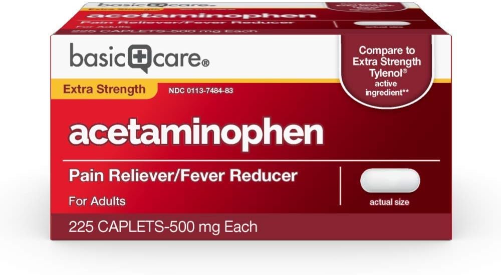 Cơ bản là chăm sóc sức khỏe thêm giảm đau, Acetaminophen Caplets, 500 mg, 225 Count