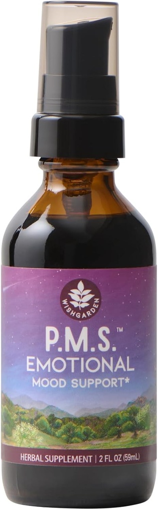 WishGarden Herbs PMS Emotional for kvinner - Herbal PMS Support Supplement for kvinner med Vitex Berry & Blue Vervain, PMS Mood Swing Relief & PMDD Relief Supplement, Emosjonell støtte under PMS, 2oz