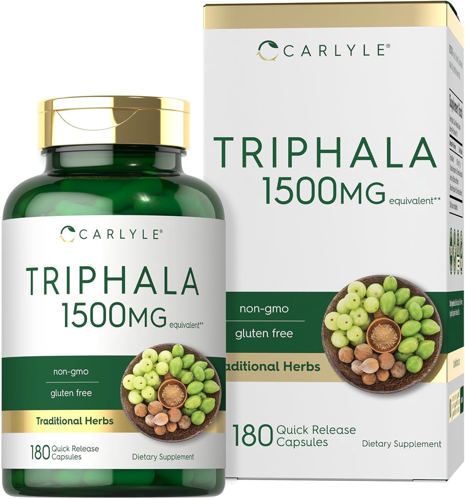 Karlyle Triphala כמוסות 1500 מ"ג | 180 | תוסף צמחי | Non-GMO ו- Gluten Free Free