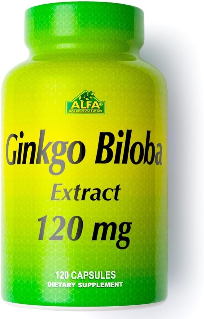 ALFA VITAMINS Ginkgo Biloba 120mg susține funcția cerebrală și suport de memorie - 120 capsule