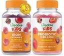 Életképes vas & vitamin C Kids + probiotikumok 5 billió gyerek, gumicukor bundle - nagy ízű, vitamin kiegészítés, glutén mentes, GMO mentes, rágható gumi