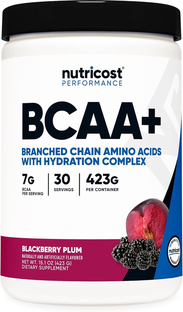 Nutricost BCAA Active with Glutamie, Citrullie, and Coconut Hydration Toz (BlackBerry Plant) 30 Hizmet - Hydration Complex - Gluten-Free, Non-GMO