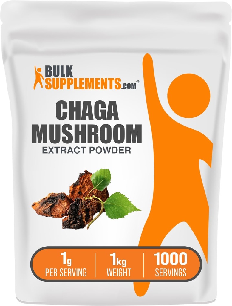 BulkSupplements.com Extrato de Cogumelo Chaga em pó - Suplemento de Cogumelo Chaga em cogumelos - 1000mg de Extrato de Pó Chaga por serviço, sem glúten (5 Quilogramas - 11 lbs)