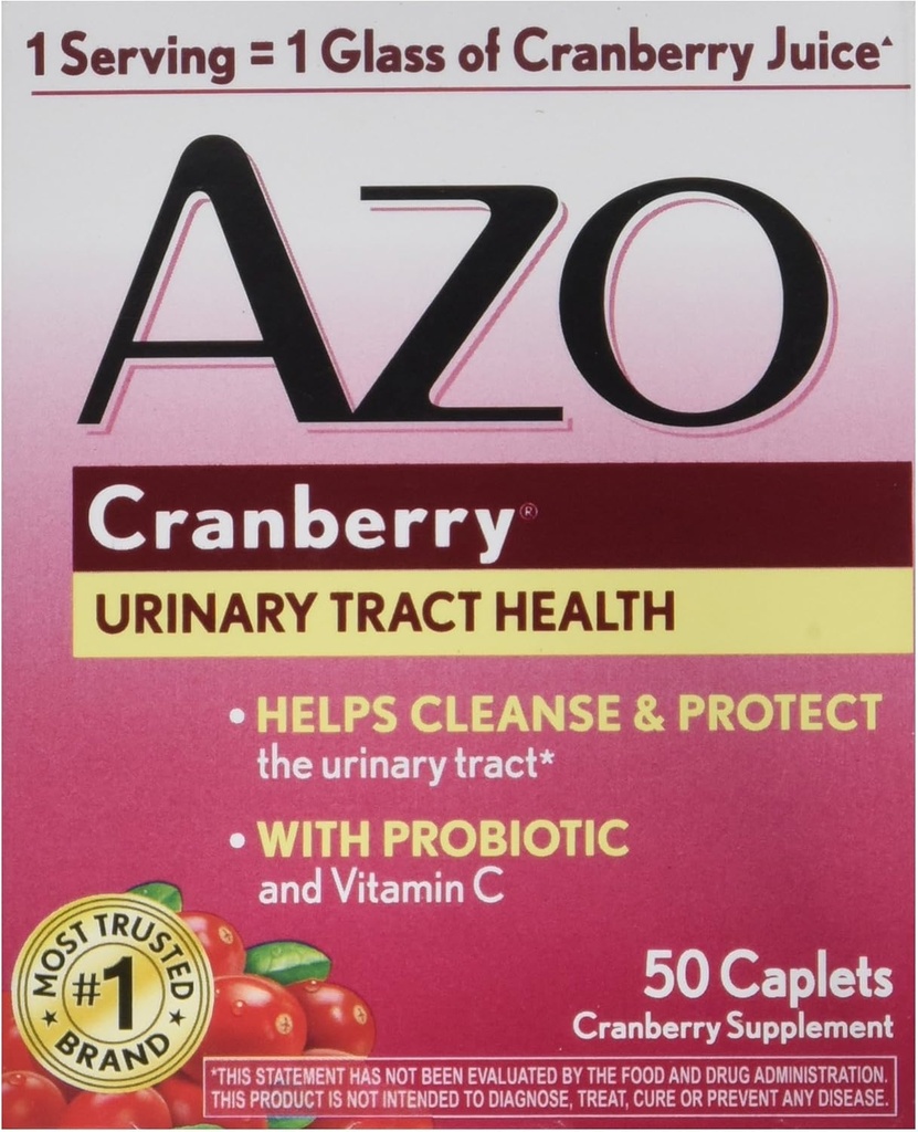 AZO Cranberry for Healthy Urinary Trakte with Immune Boosting Probiotic & Vitamin C - 50 Tab (Packaging May Vary)
