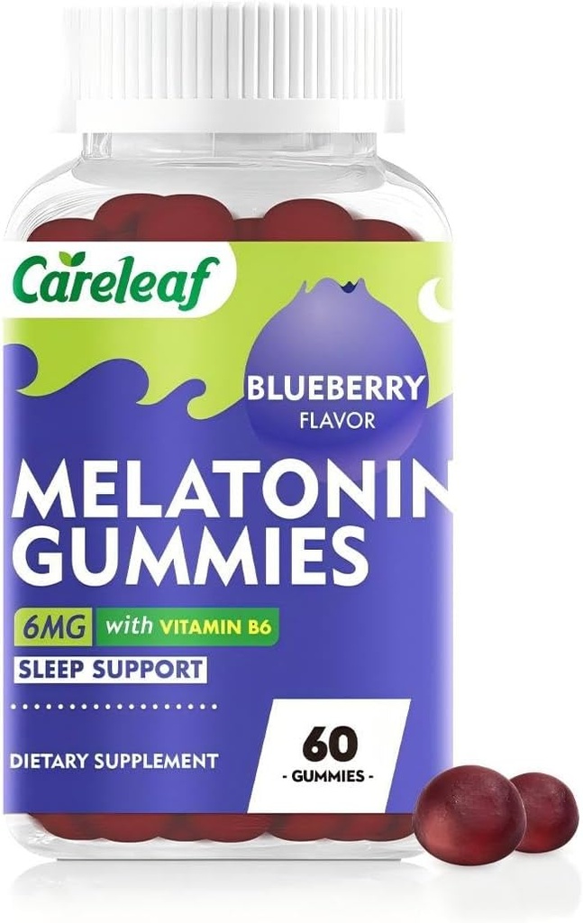 Melatoniini kummid Magamistoetus meestele ja naistele Tervislik uni 6mg melatoniini ja vitamiiniga B6 mustika maitse 60 Count