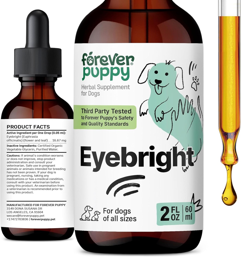 Xoşulmaq üçün sonsuz Puppy Eyebright Drops - Soothing Eyes Irritation üçün Eyebright Herb Tincture - Bütün Breeds və Ölçülərin Köpekləri üçün maye Eye Health Support - 2 oz