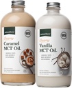 Natural Force Creamy Vanille + Creamy Caramel MCT Oil Bundle – Glutenfrei, Non GMO, Emulsified Flavored MCTs aus Bio Coconuts – Keto, Paleo und Vegan – 2x 16 Unze Glasflaschen