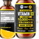 HERBIFY Vitamine D3 10000 UI - Fabriqué aux États-Unis Liquid Vitamine D gouttes - Supplément de soutien osseux et immunitaire - Remplacement soleil - D3 Vitamine Bone and Teeth Supplément - 2 Oz