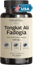Tongkat Ali Fadogia Agrestis - 1200 mg, Forbedret med Nitric Oxid Booster Supplement, Longjack Tongkat Ali for menn, * USA laget og testet*, 60 kapsler