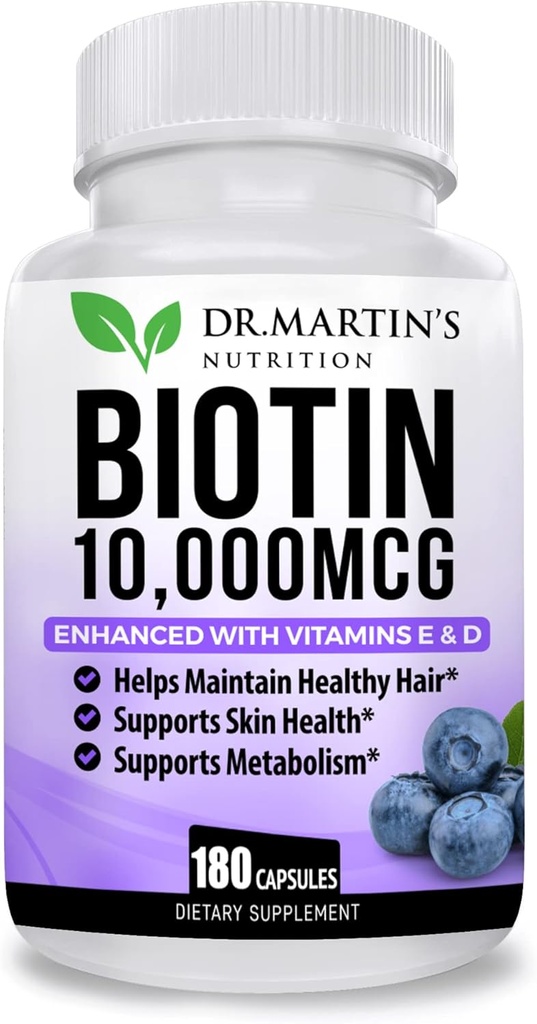 Potent Biotin (Vitamin B7) 10 000 mikrog D & E lisäravinteet 180 Count ...