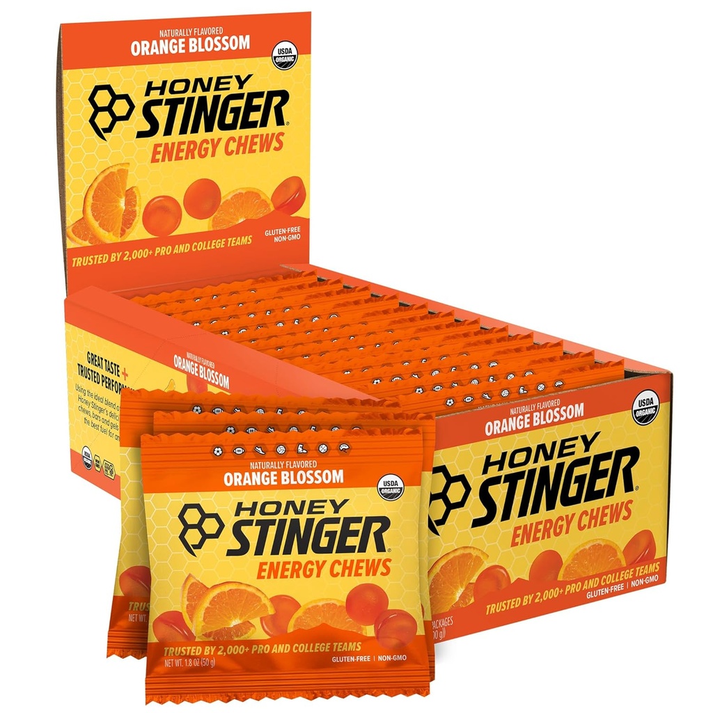 Honey Stinger Organic Blossom Energy Chew, Gluten Free & Cafeine Free, 用于运动、跑步和表演、家庭运动营养和健身、前期和中期工作,12 Pack, 21.6 Ounce