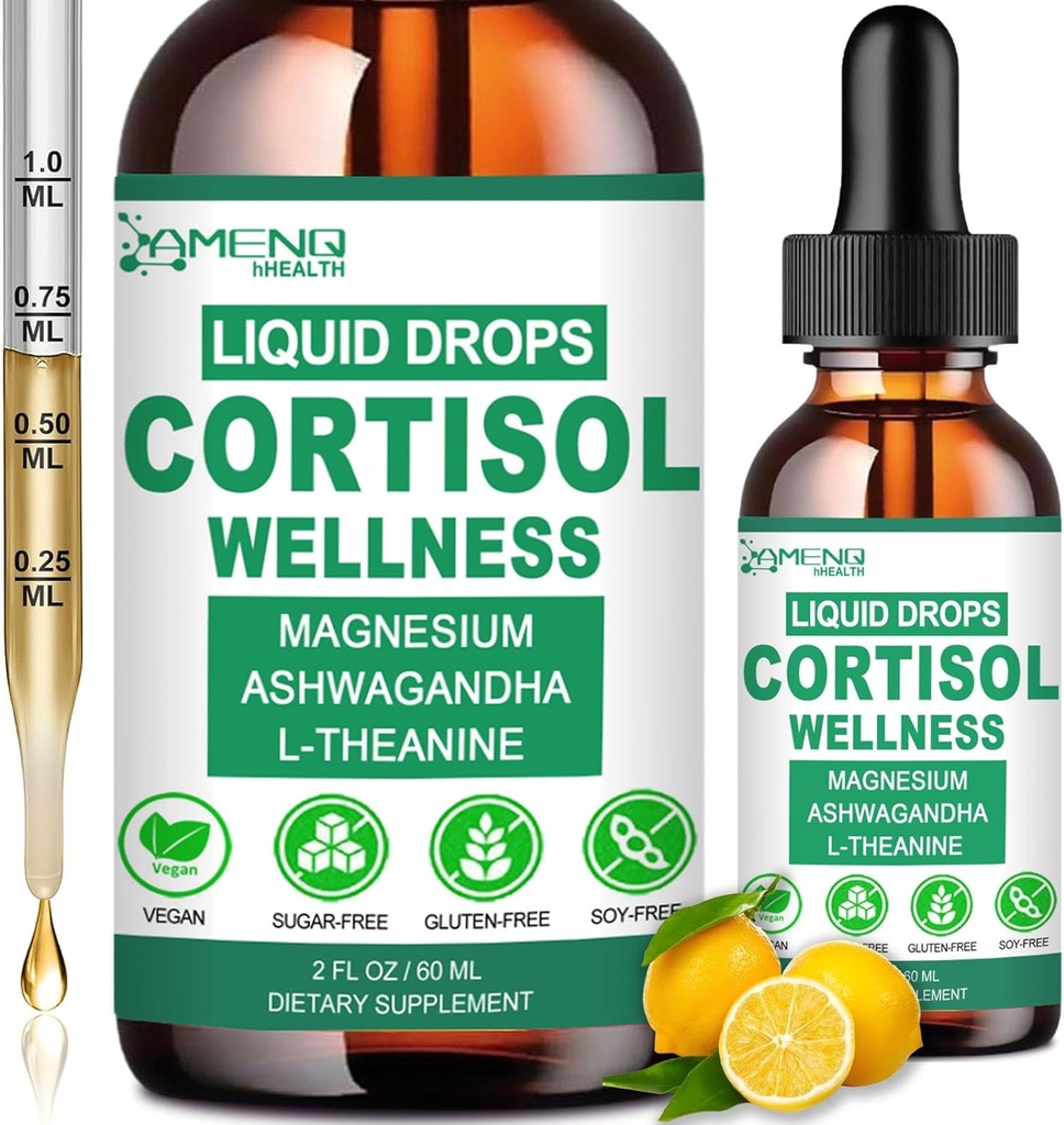 2 Pack Cortisol Suplementos para Mulleres e Homes, 16-in-1 Cortisol Calm Reducer Detox Manager en magnesio, Ksm-66 Ashwagandha L-Theanine Phosphatidylserine para Lower Cortisol, Recess Mood, Relax, Sleep