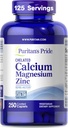 Puritan Pride Premium Chelated Calciu Magneziu Zinc cu Bone-ActiveTM, Dietary Supplement for Bone Health and Immune Function Support, 250 Coated Caplets